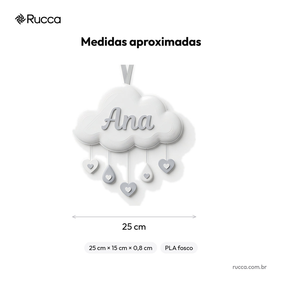 Porta-maternidade Nuvem Chuva de Amor com nome — Rucca 3D