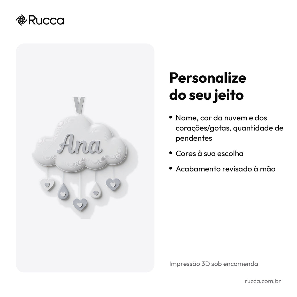 Porta-maternidade Nuvem Chuva de Amor com nome — Rucca 3D