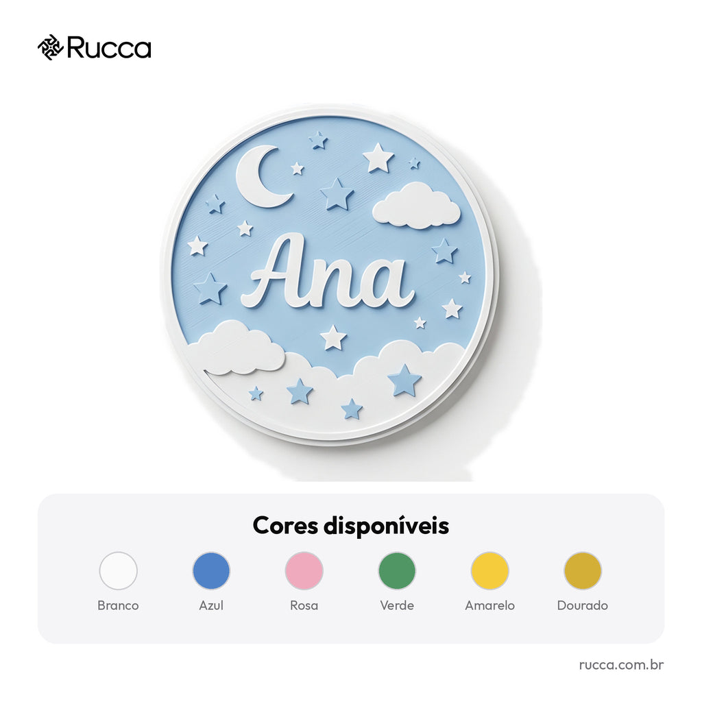 Porta-maternidade redondo Céu Estrelado com nome — Rucca 3D