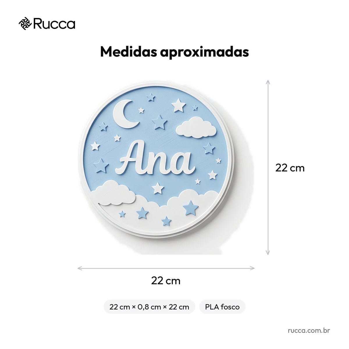 Porta-maternidade redondo Céu Estrelado com nome — Rucca 3D