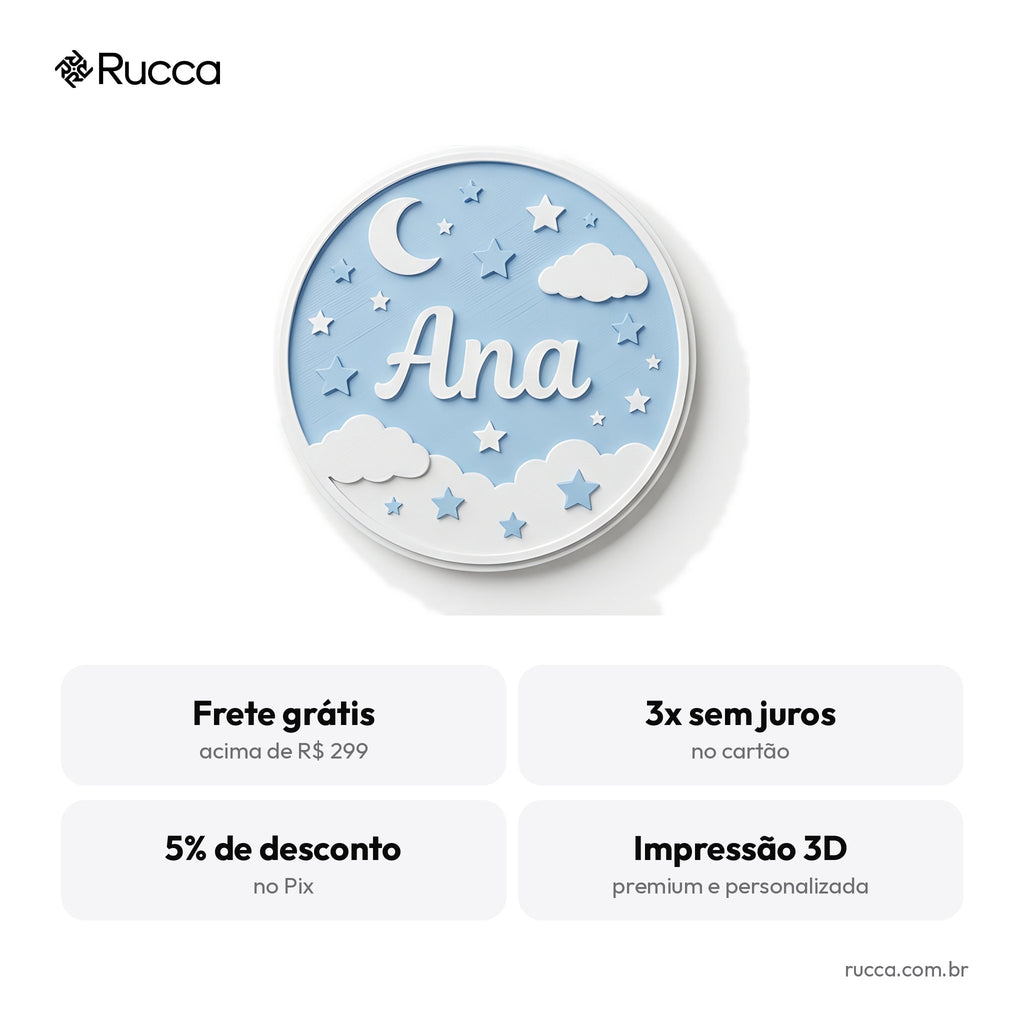 Porta-maternidade redondo Céu Estrelado com nome — Rucca 3D