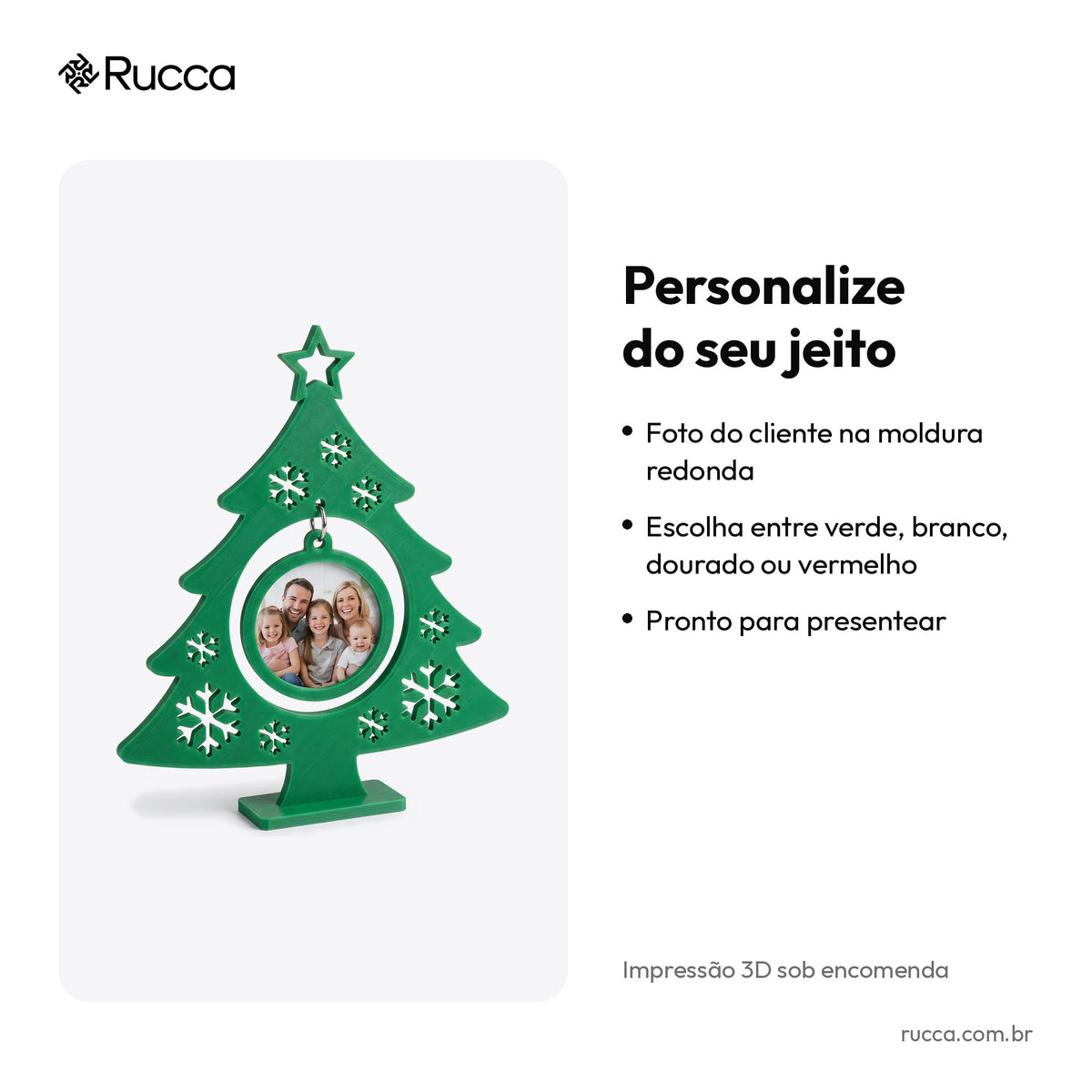 Porta-Retrato Árvore de Natal com Foto – Rucca 3D