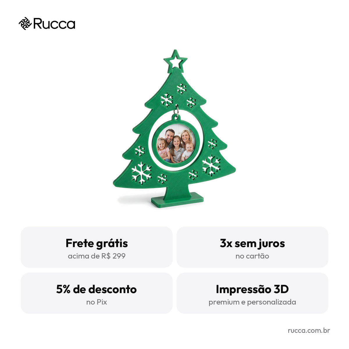 Porta-Retrato Árvore de Natal com Foto – Rucca 3D