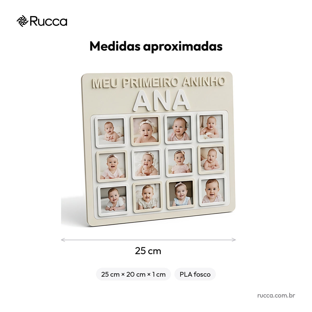 Porta-retrato Meu Primeiro Aninho (12 fotos) com nome — Rucca 3D