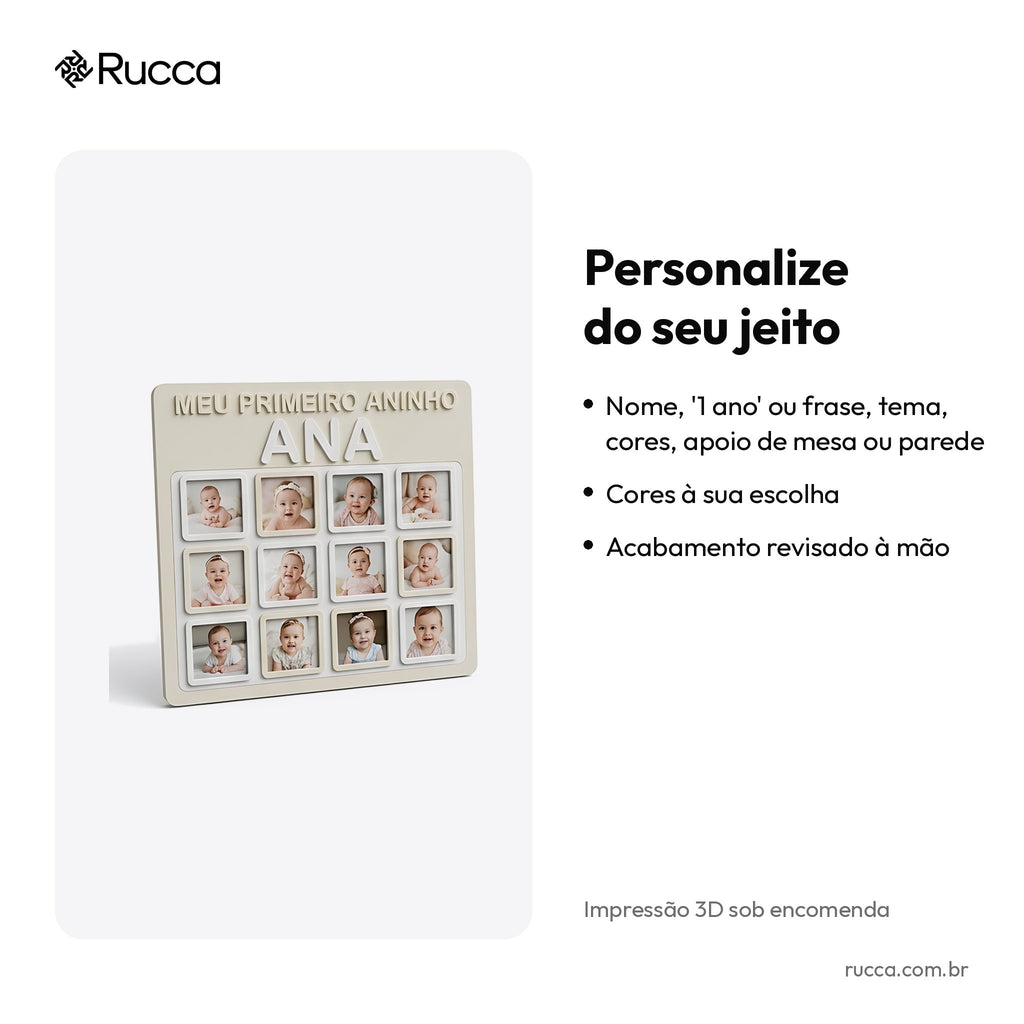 Porta-retrato Meu Primeiro Aninho (12 fotos) com nome — Rucca 3D