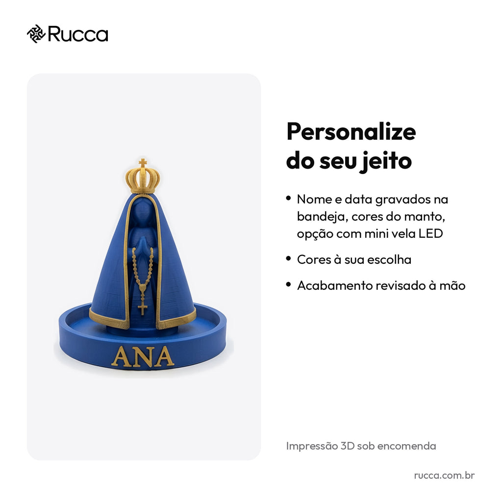 Porta-Terço Nossa Senhora Aparecida com Bandeja — Rucca 3D