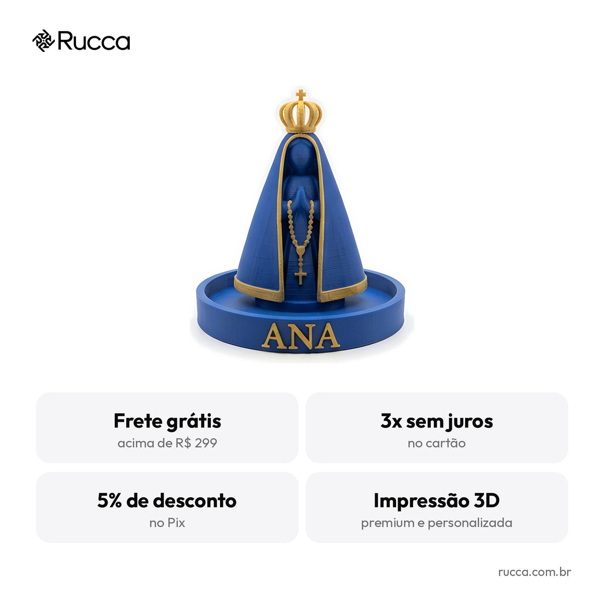 Porta-Terço Nossa Senhora Aparecida com Bandeja — Rucca 3D