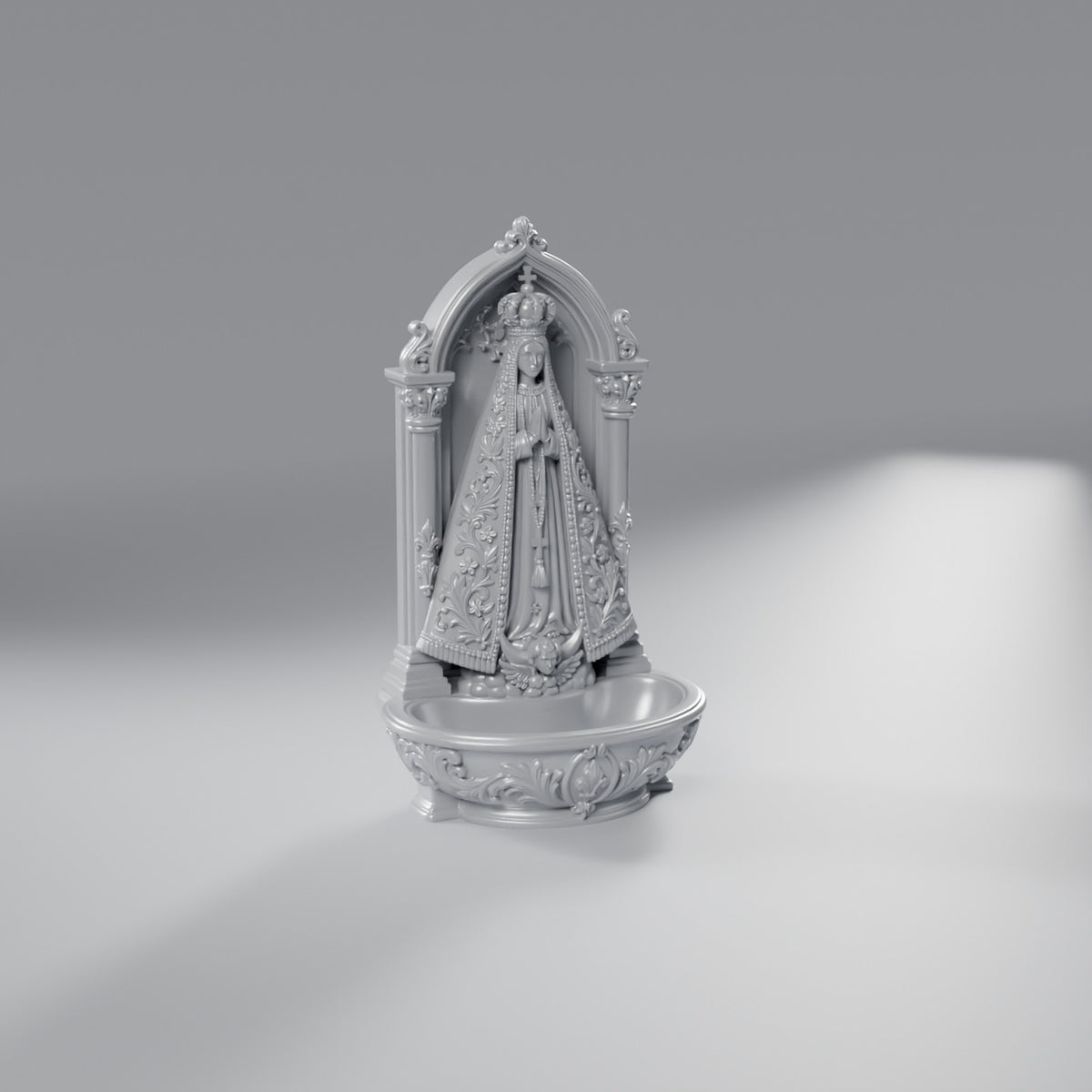 Porta-Terço Nossa Senhora Aparecida com Coroa, Prata