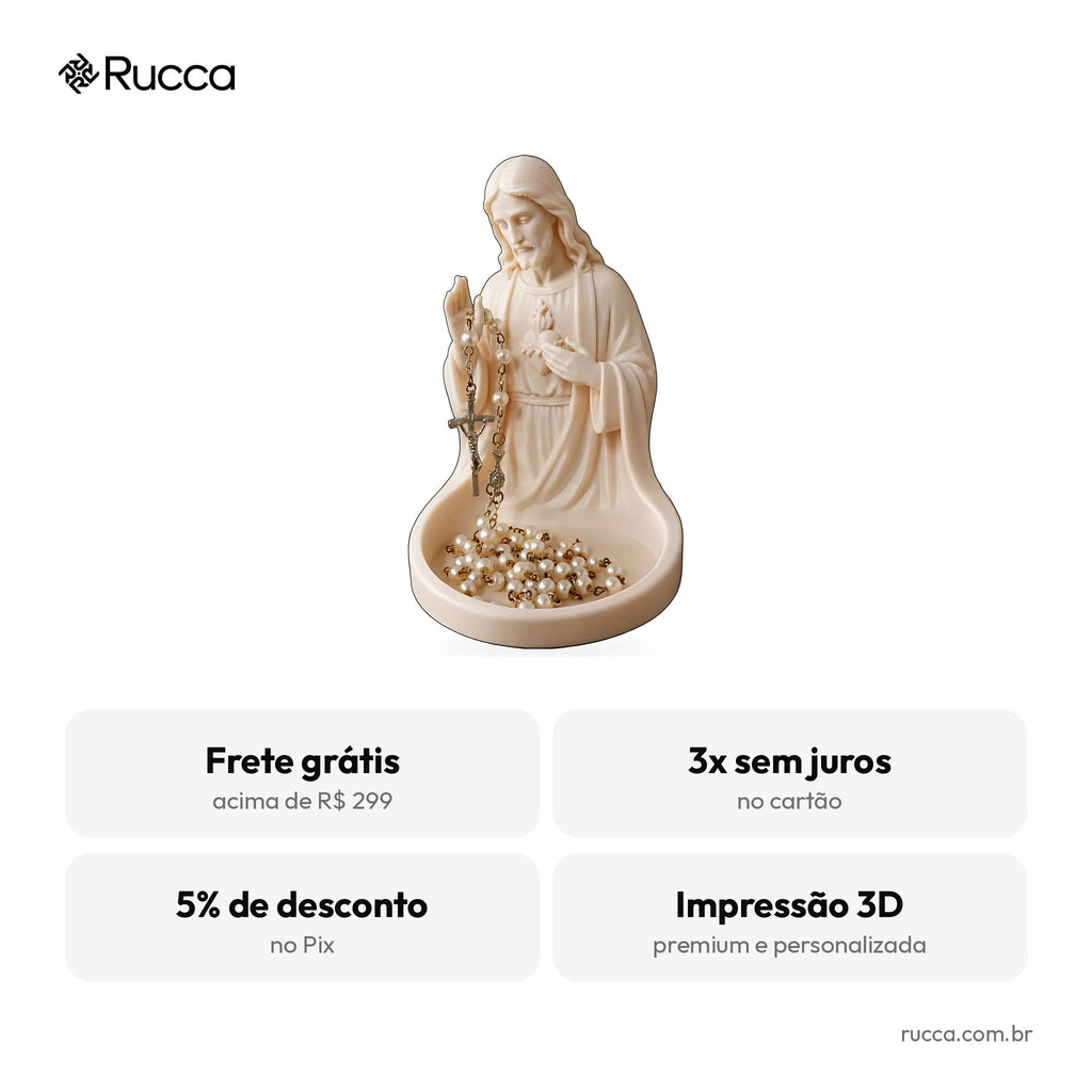 Porta-Terço Sagrado Coração de Jesus — Rucca 3D