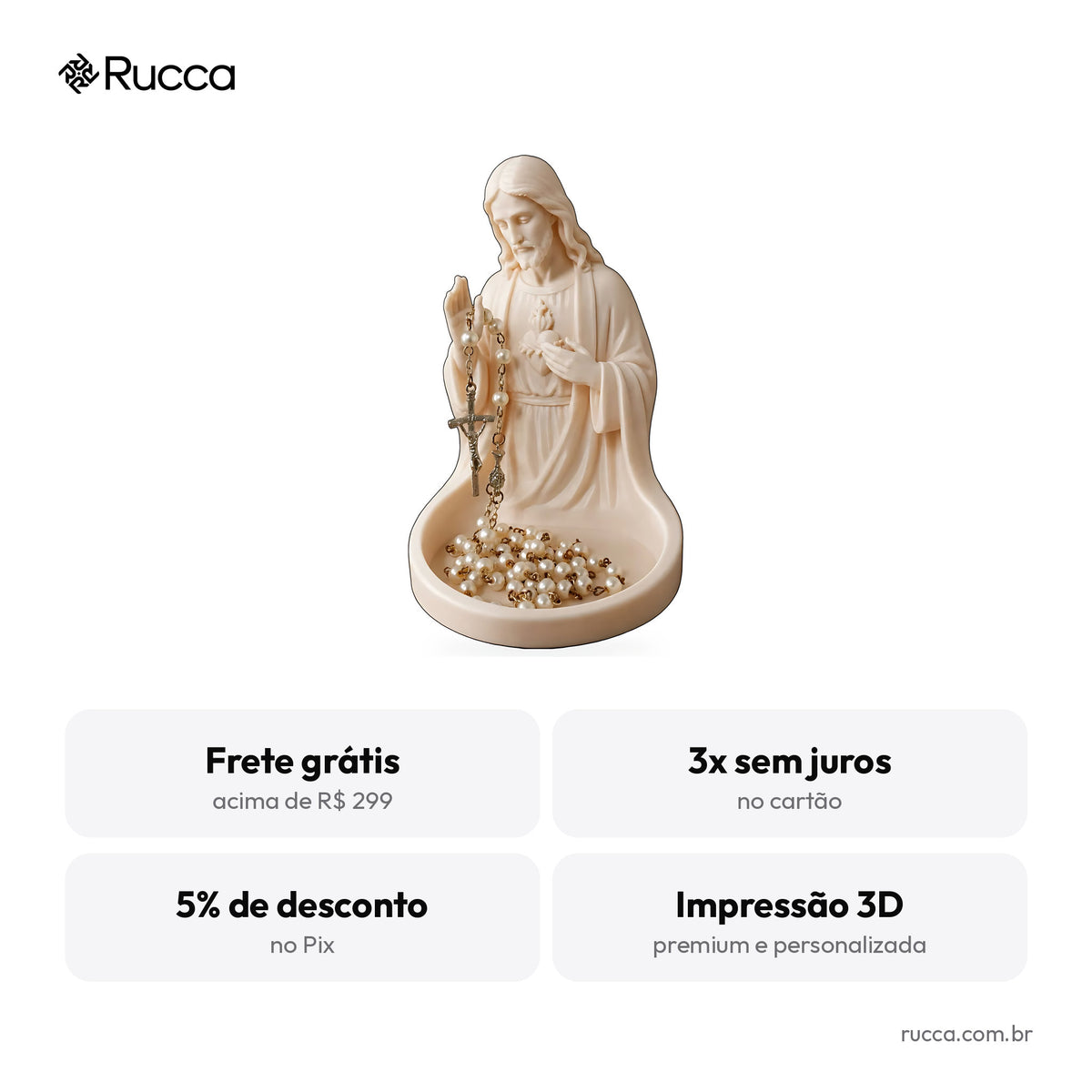 Porta-Terço Sagrado Coração de Jesus — Rucca 3D