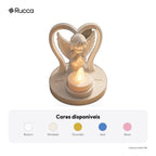 Porta-Vela LED Anjinho Rezando no Arco de Coração — Rucca 3D
