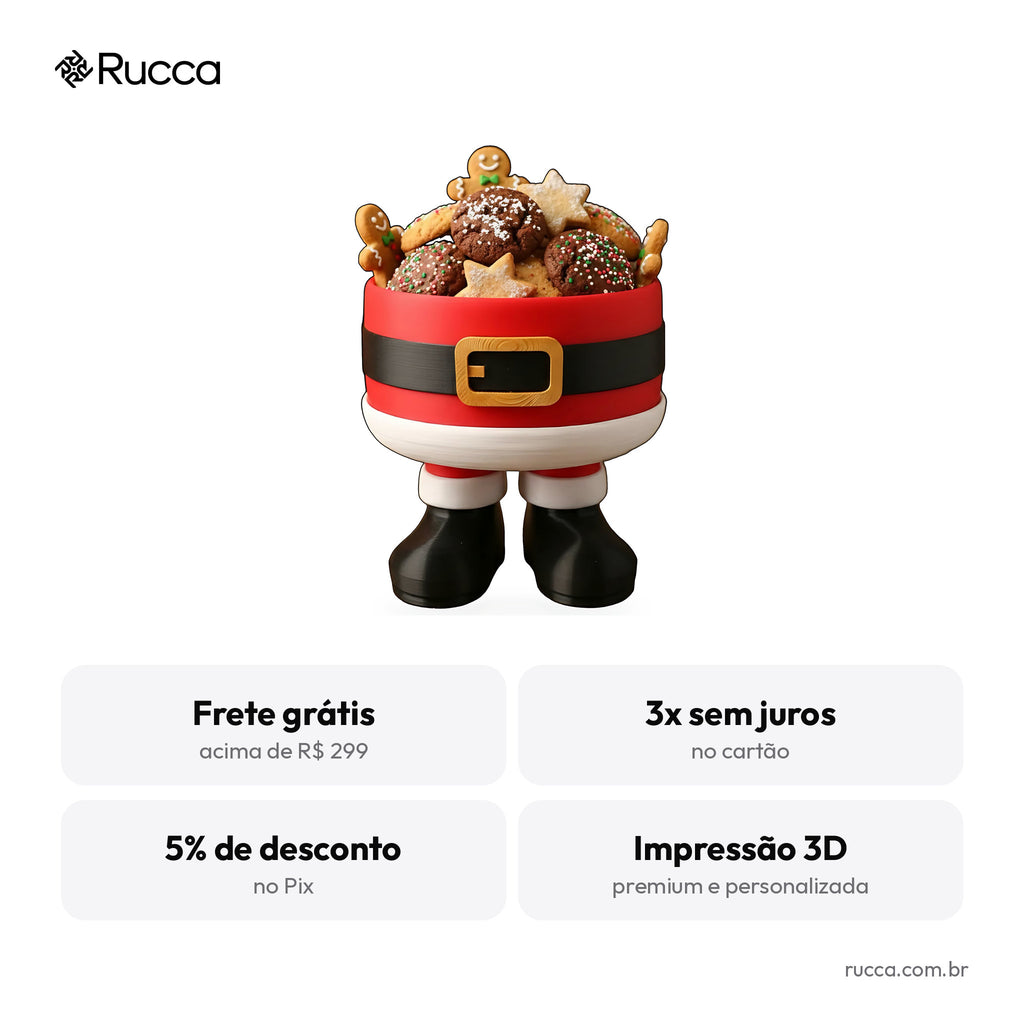Pote Porta-Biscoitos Papai Noel — Rucca 3D