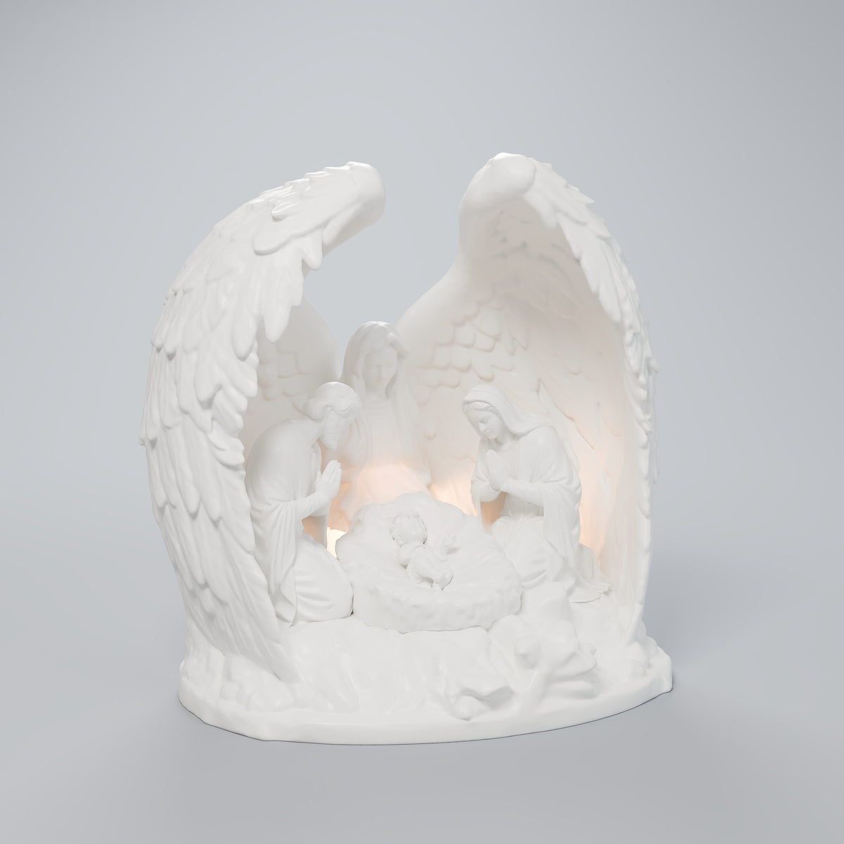 Presépio Asas de Anjo com Espaço para Vela LED, Branco