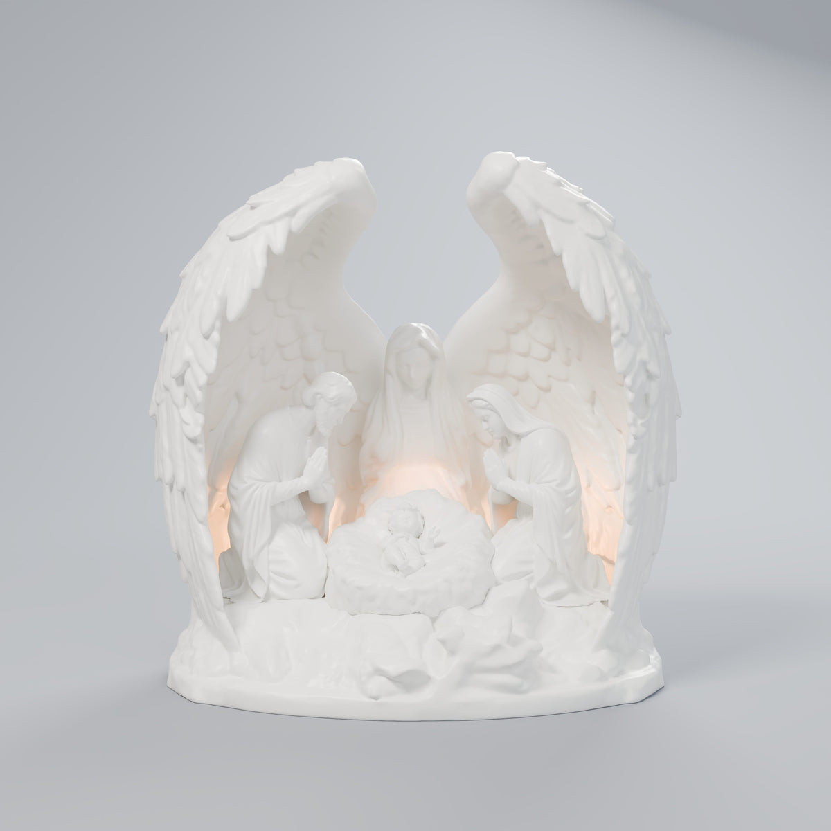 Presépio Asas de Anjo com Espaço para Vela LED, vista frontal