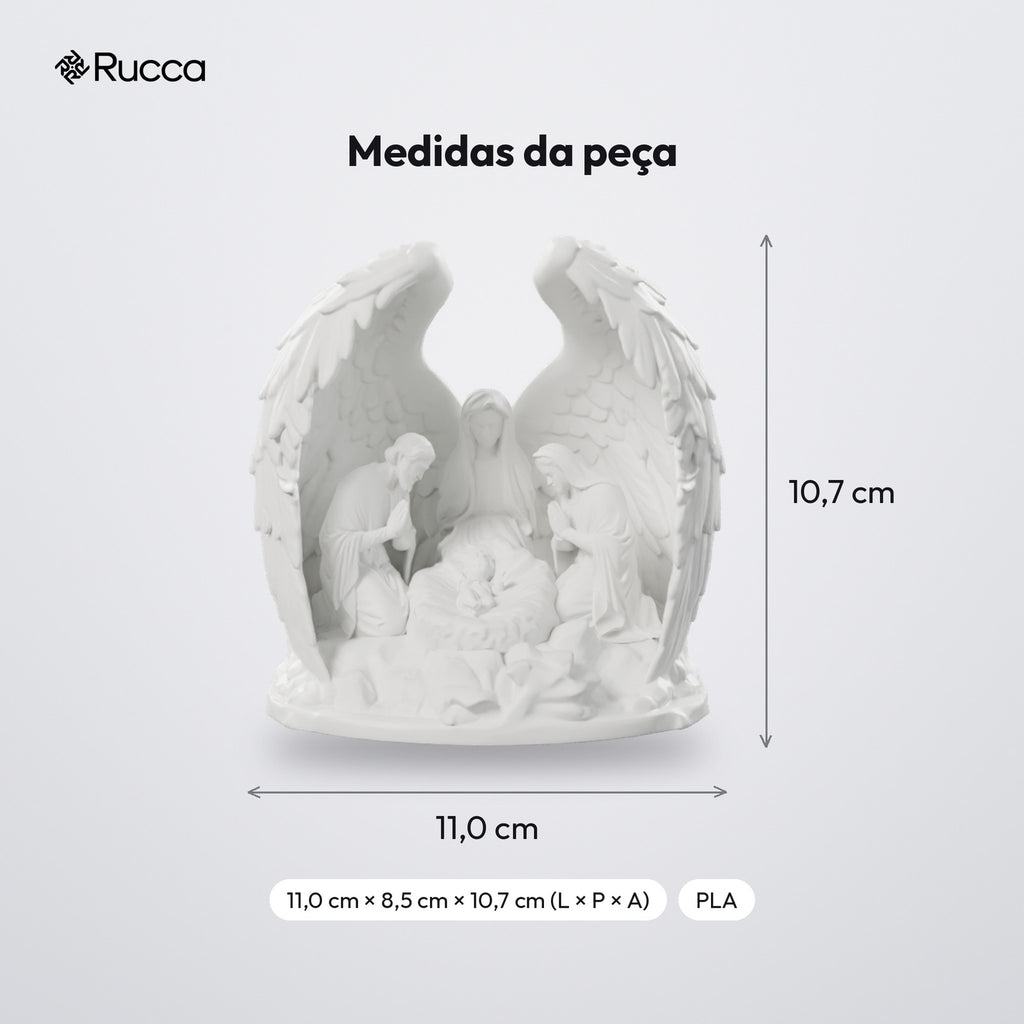 Presépio Asas de Anjo com Espaço para Vela LED: medidas