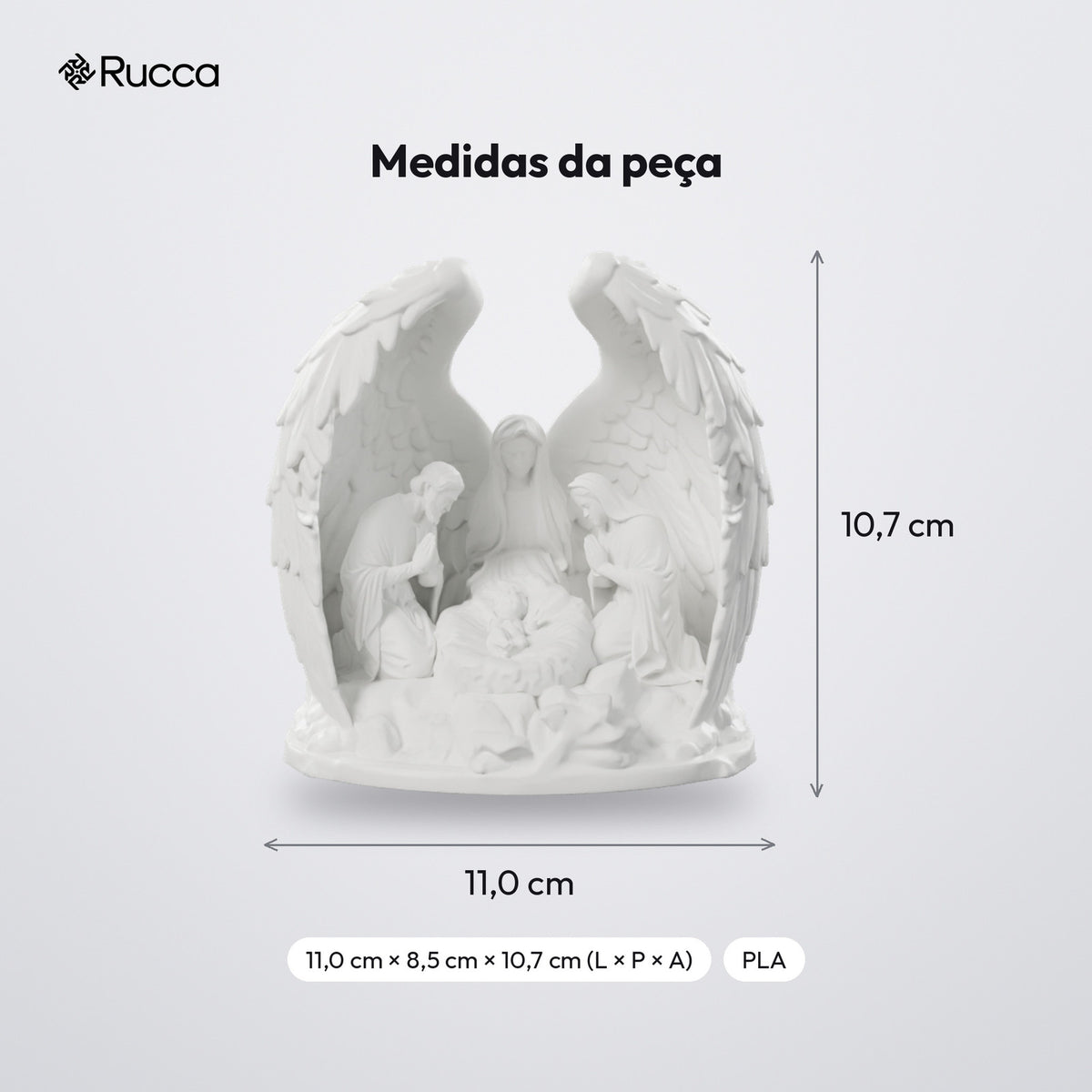 Presépio Asas de Anjo com Espaço para Vela LED: medidas