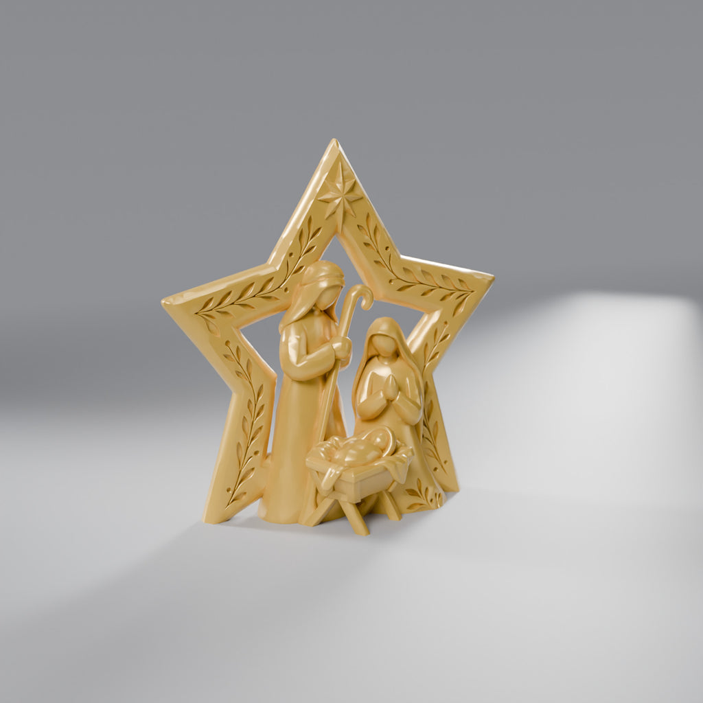 Presépio Estrela Estilo Entalhado, Dourado