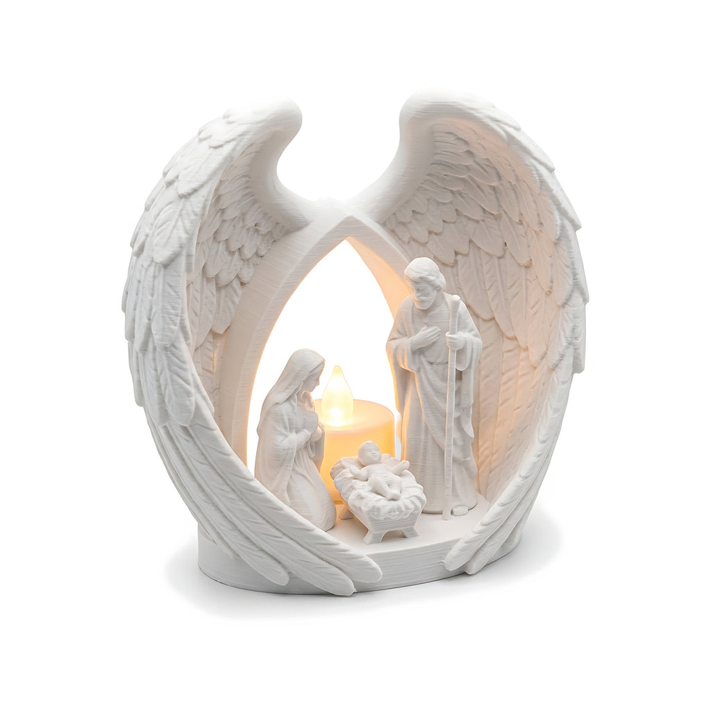 Presépio Iluminado Asas de Anjo com Vela LED — Rucca 3D