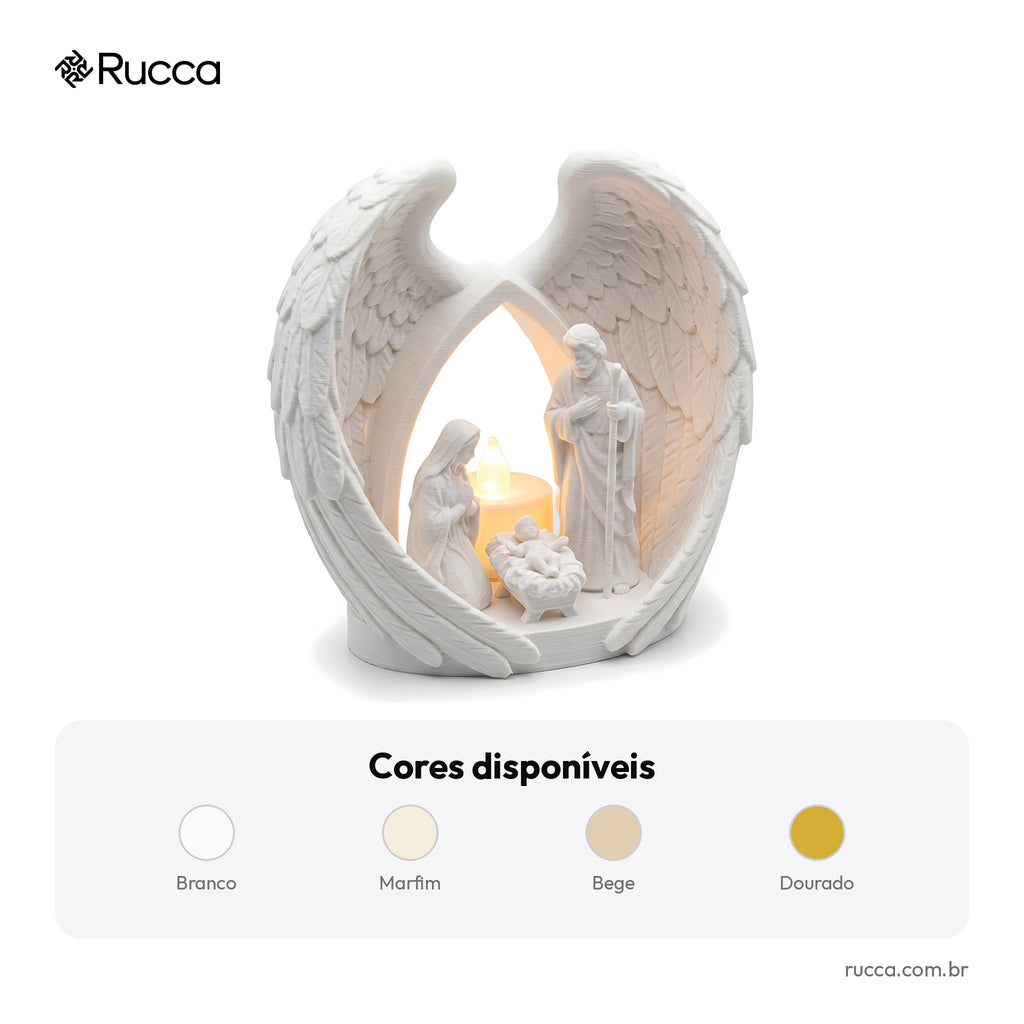 Presépio Iluminado Asas de Anjo com Vela LED — Rucca 3D