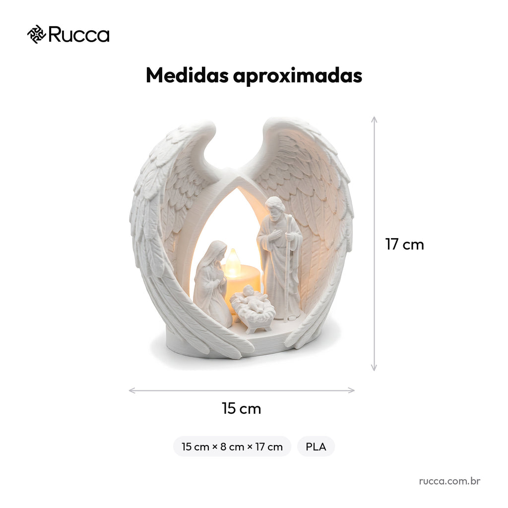 Presépio Iluminado Asas de Anjo com Vela LED — Rucca 3D