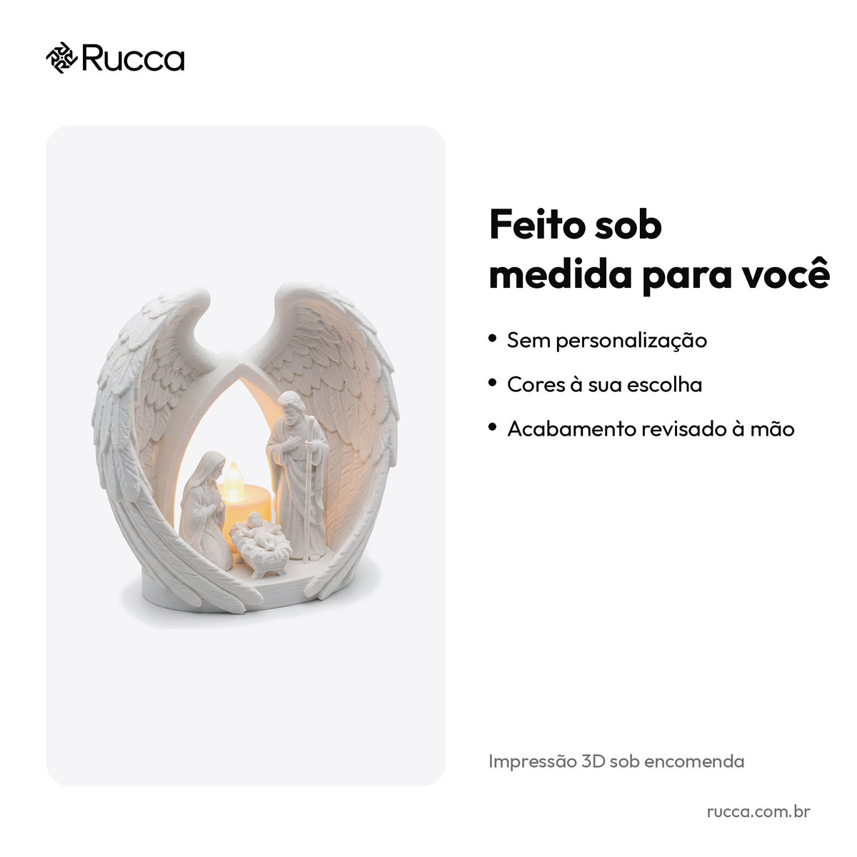 Presépio Iluminado Asas de Anjo com Vela LED — Rucca 3D
