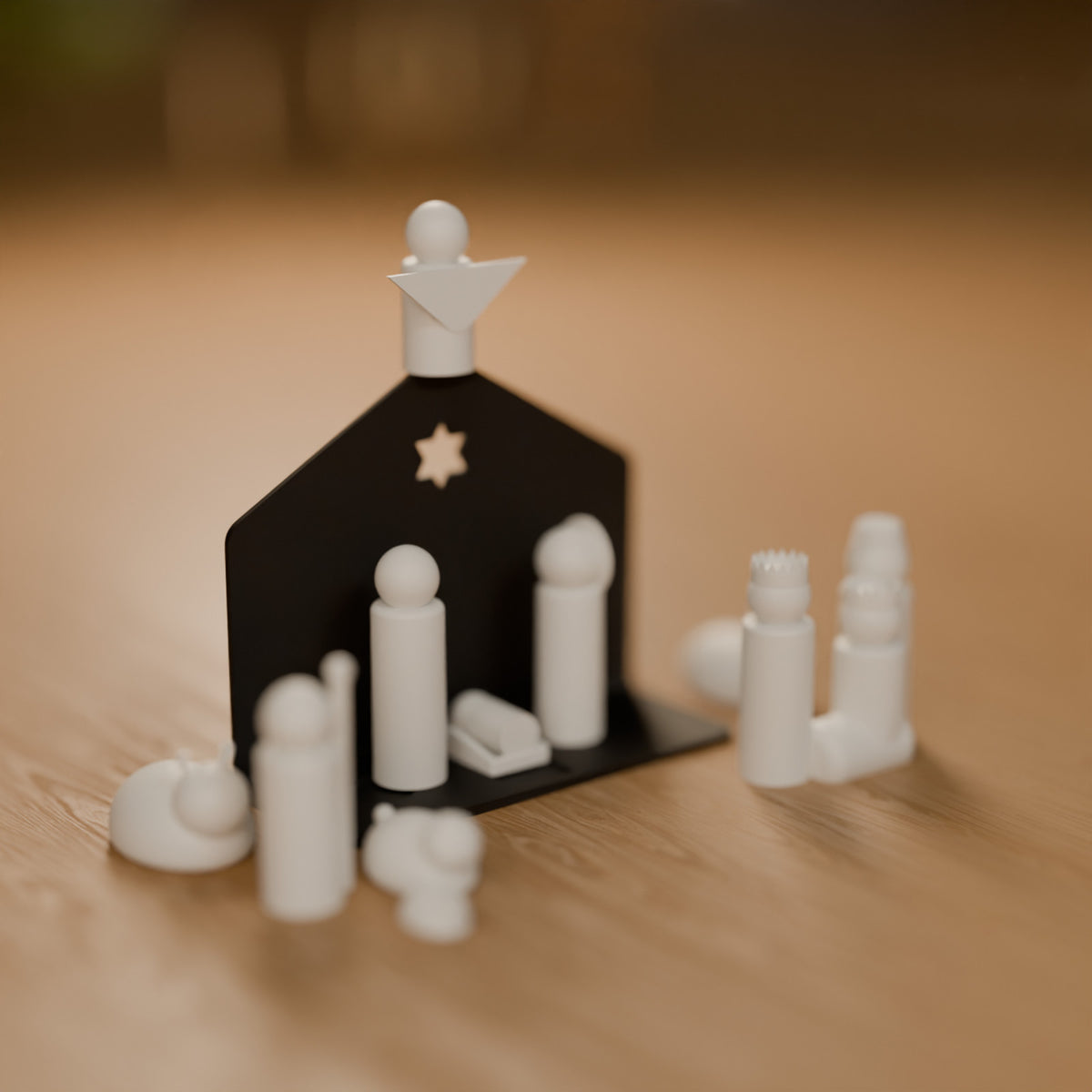Presépio Minimalista com Cenário, Pastor, Anjo e Reis Magos (14 Peças), detalhe