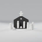 Presépio Minimalista com Cenário, Pastor, Anjo e Reis Magos (14 Peças), vista frontal