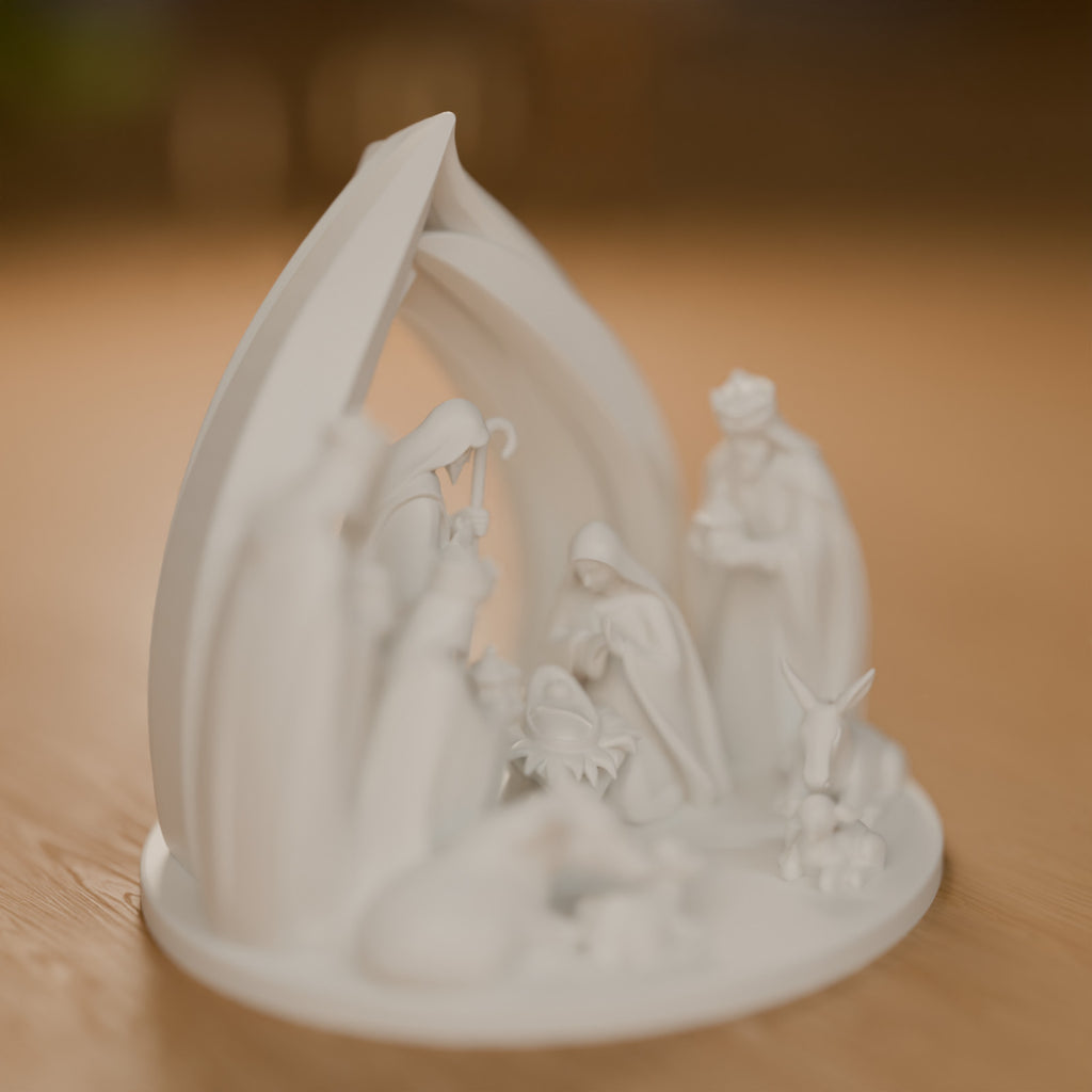 Presépio Minimalista Completo com Arco, Reis Magos e Animais, detalhe