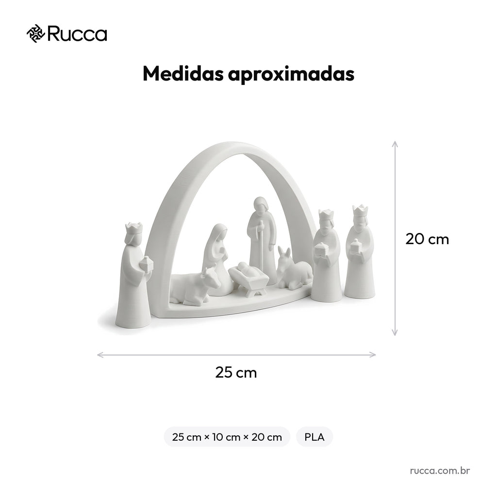 Presépio Minimalista Completo com Reis Magos — Rucca 3D