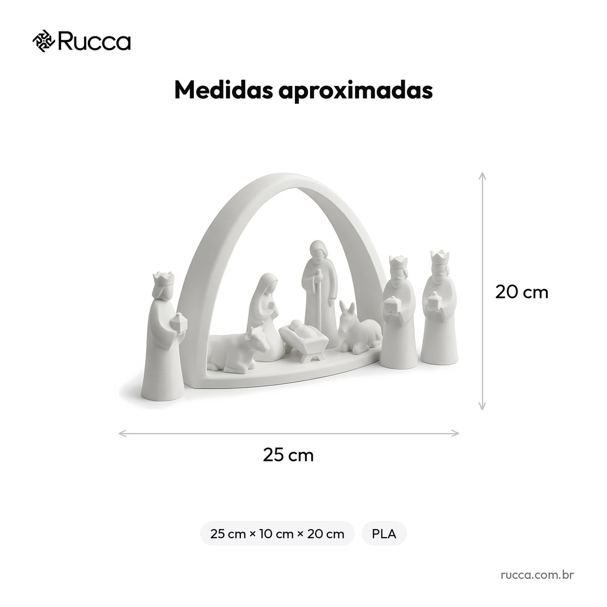 Presépio Minimalista Completo com Reis Magos — Rucca 3D