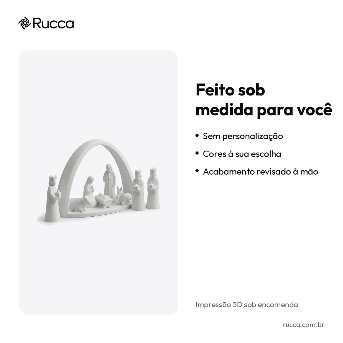 Presépio Minimalista Completo com Reis Magos — Rucca 3D