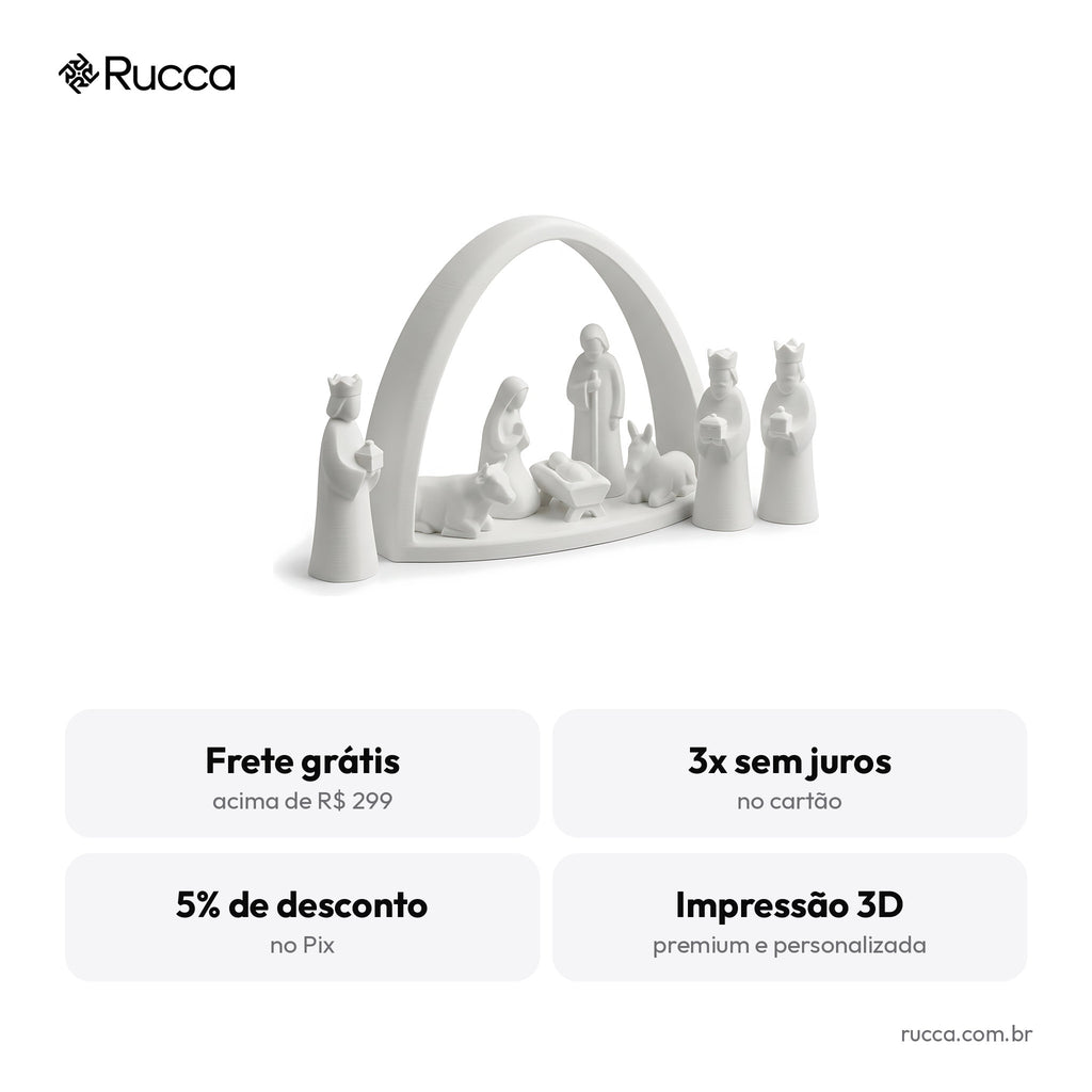 Presépio Minimalista Completo com Reis Magos — Rucca 3D