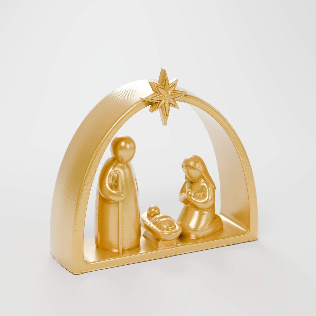 Presépio Moderno Minimalista Sagrada Família com Estrela, Dourado