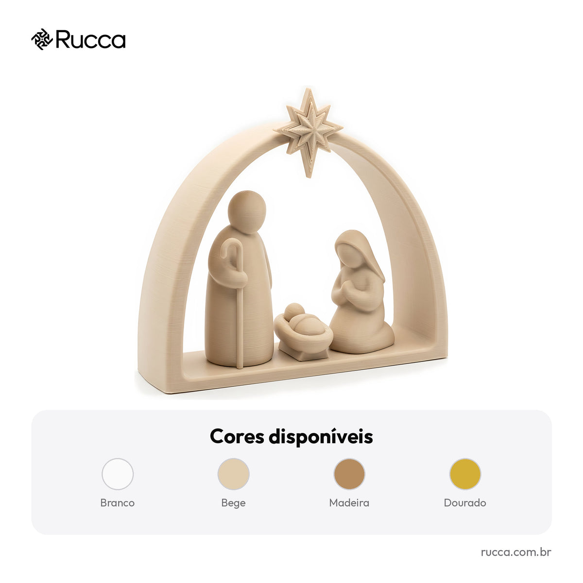 Presépio Moderno Minimalista Sagrada Família com Estrela — Rucca 3D