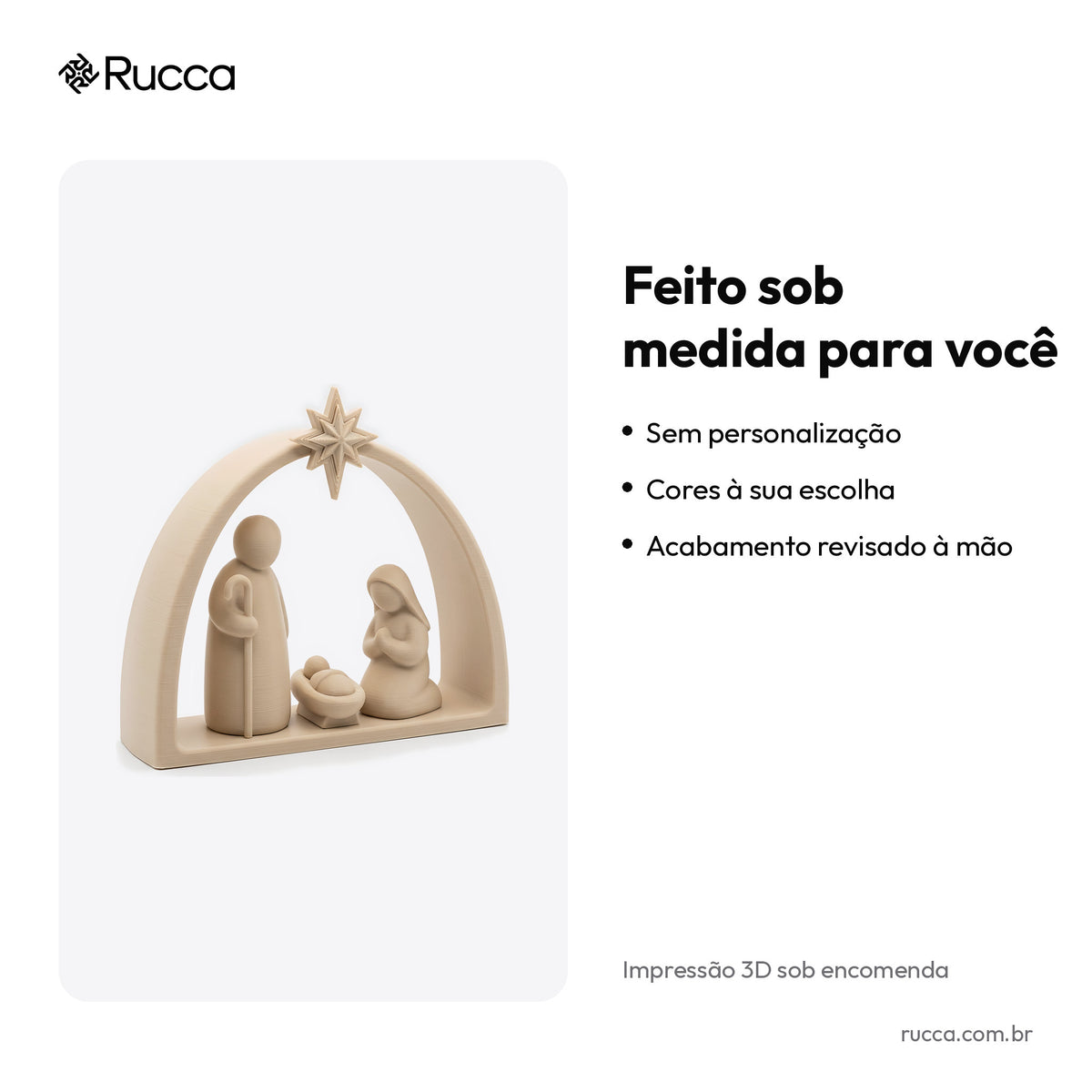 Presépio Moderno Minimalista Sagrada Família com Estrela — Rucca 3D