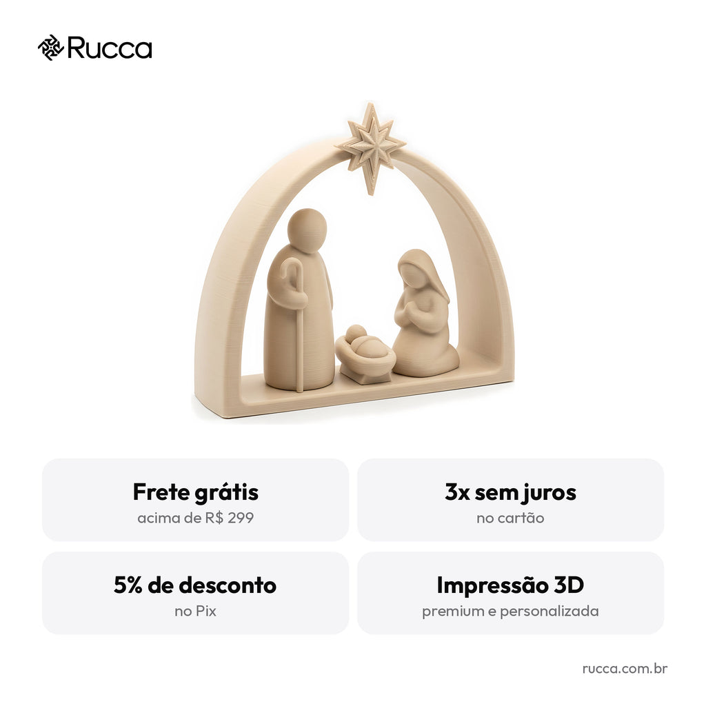 Presépio Moderno Minimalista Sagrada Família com Estrela — Rucca 3D