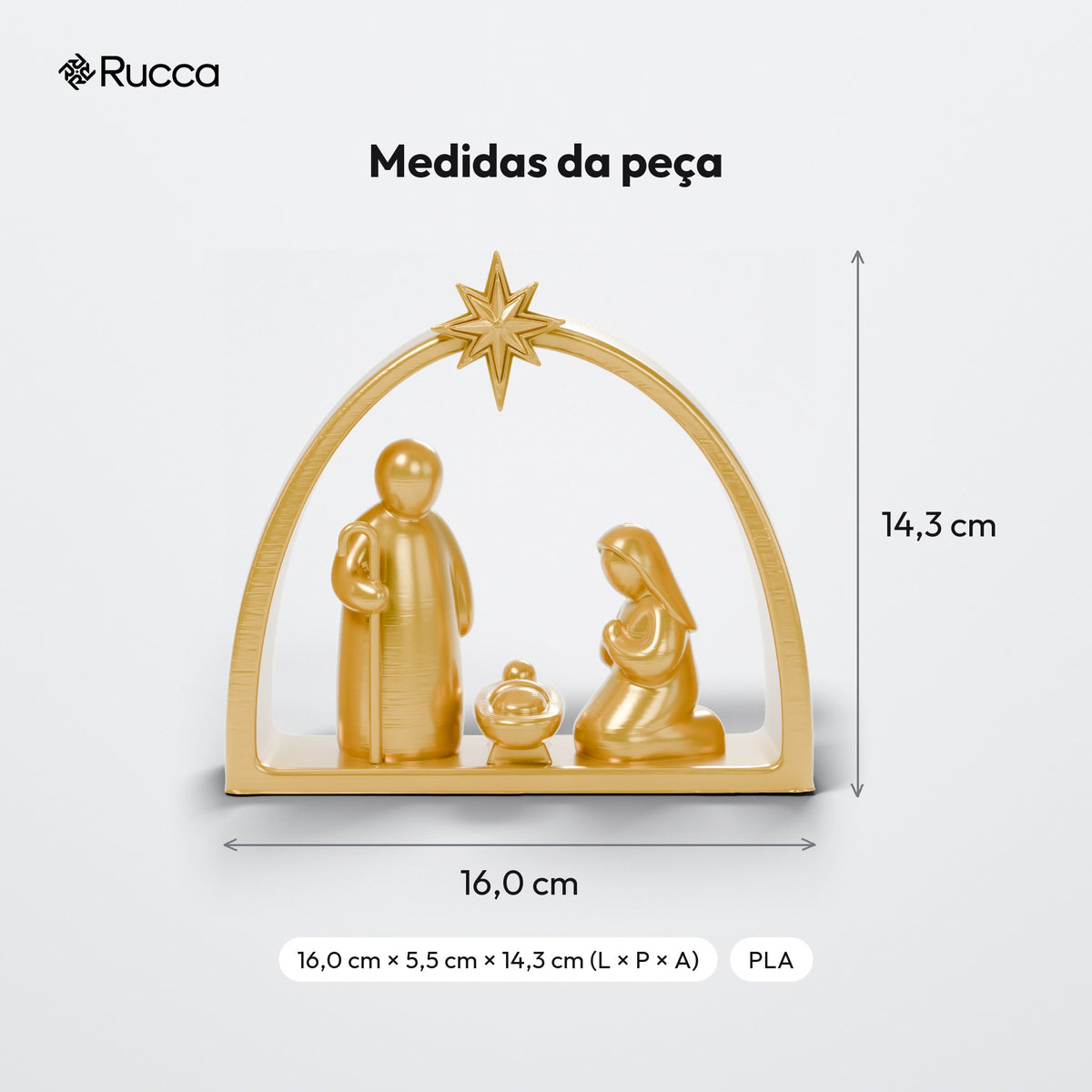 Presépio Moderno Minimalista Sagrada Família com Estrela: medidas
