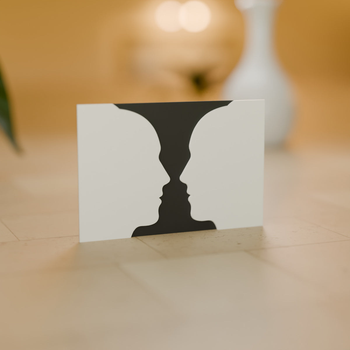 Quadro Ilusão de Ótica Vaso de Rubin 10 × 15 cm decorando o ambiente