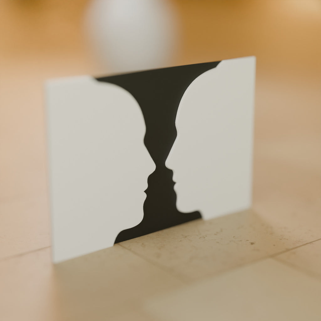 Quadro Ilusão de Ótica Vaso de Rubin 10 × 15 cm, detalhe