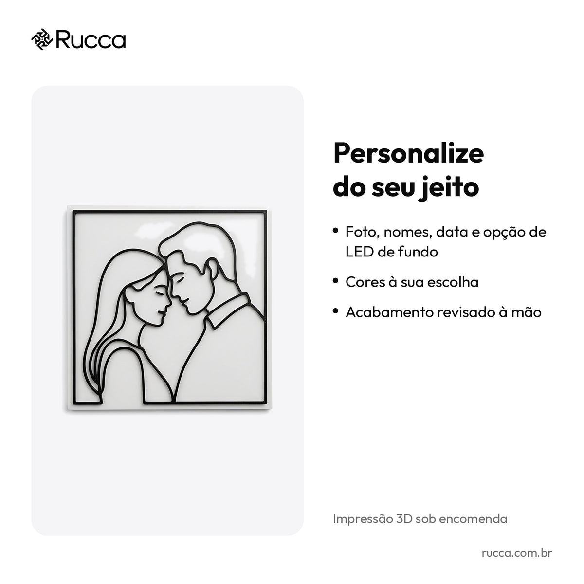 Quadro Line Art 3D a partir da Foto — Rucca 3D