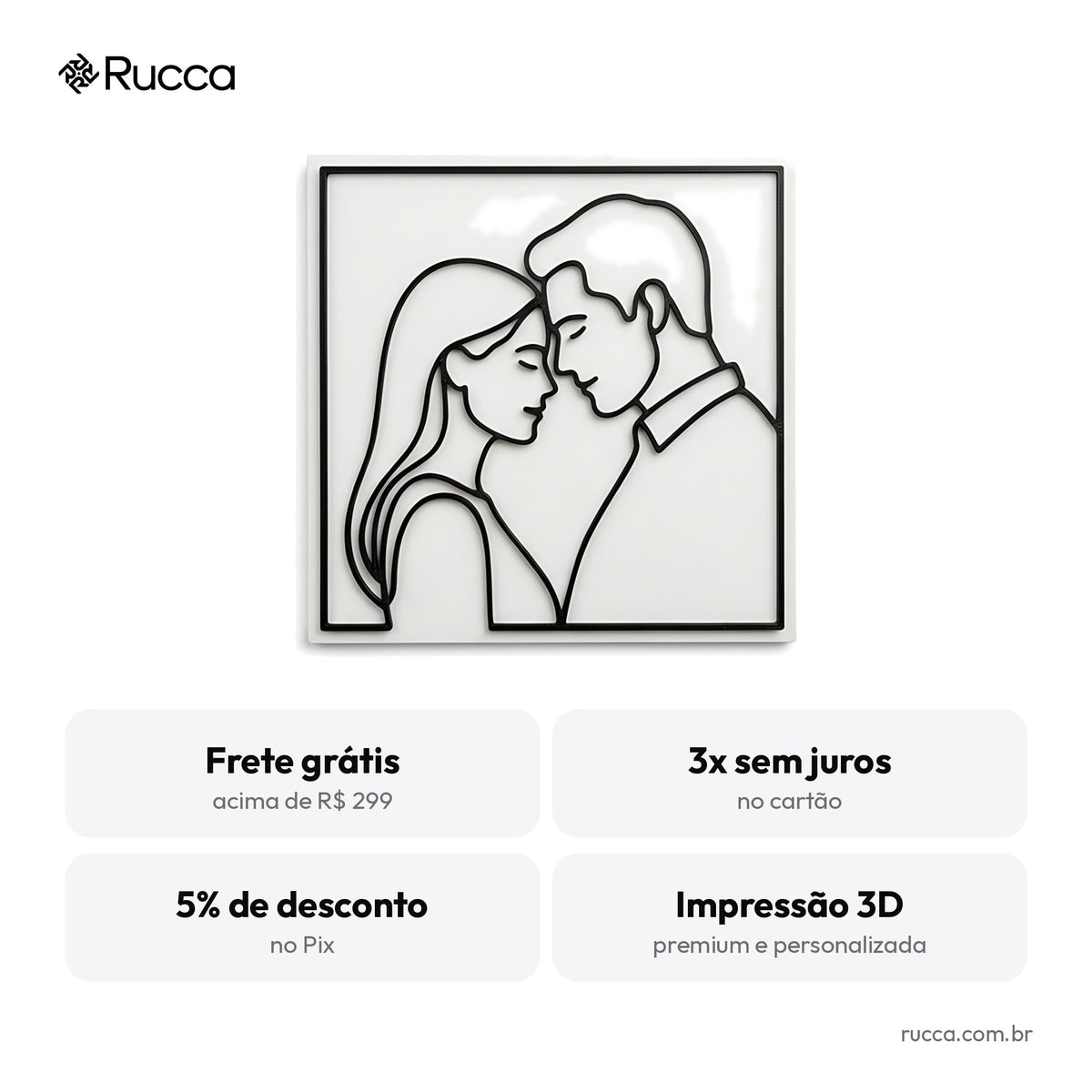 Quadro Line Art 3D a partir da Foto — Rucca 3D