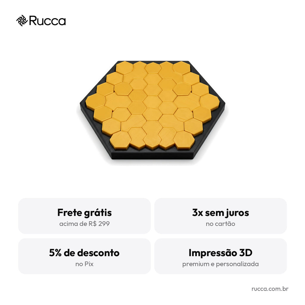 Quebra-Cabeça Colmeia Hexagonal — Rucca 3D