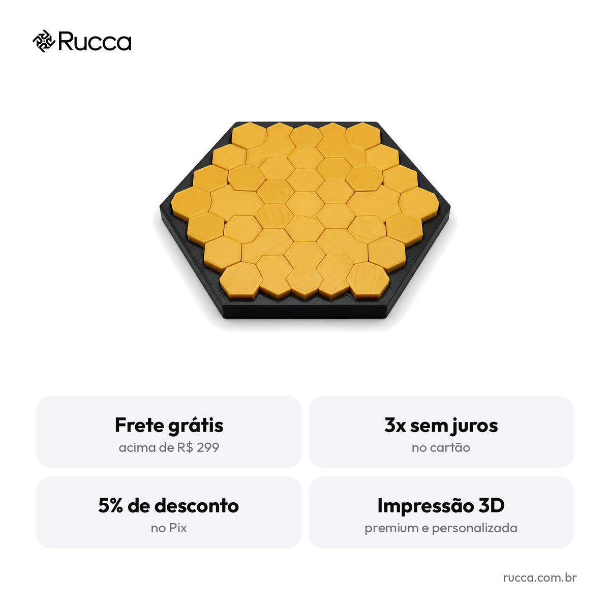 Quebra-Cabeça Colmeia Hexagonal — Rucca 3D