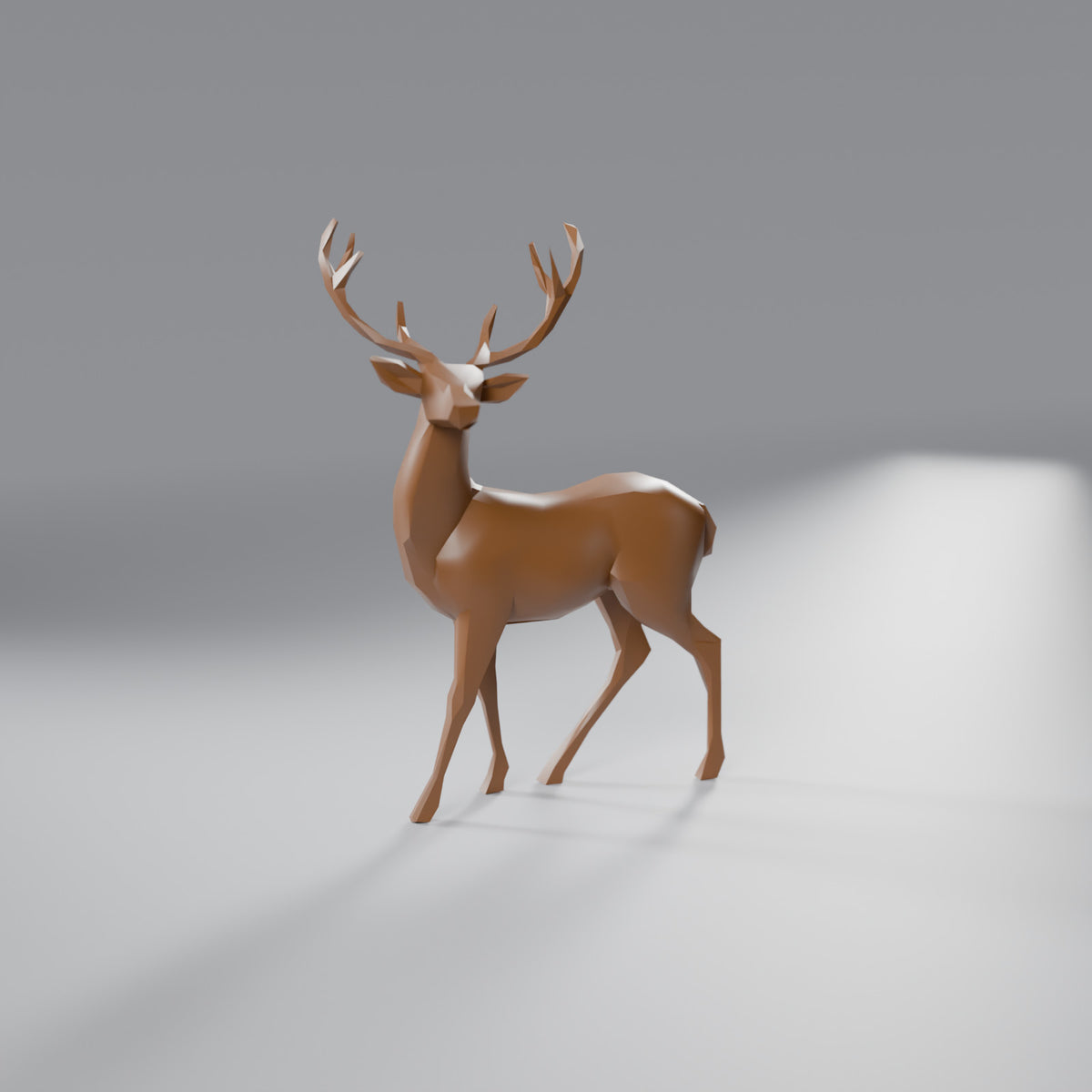 Rena Decorativa Low Poly em Pé, Marrom