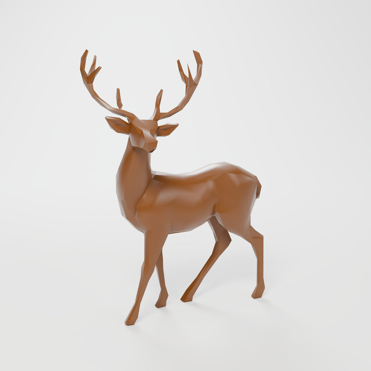 Rena Decorativa Low Poly em Pé, Marrom