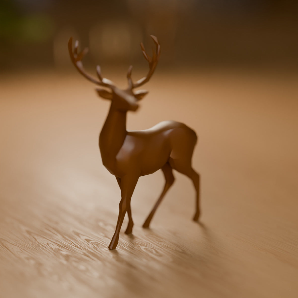 Rena Decorativa Low Poly em Pé, detalhe