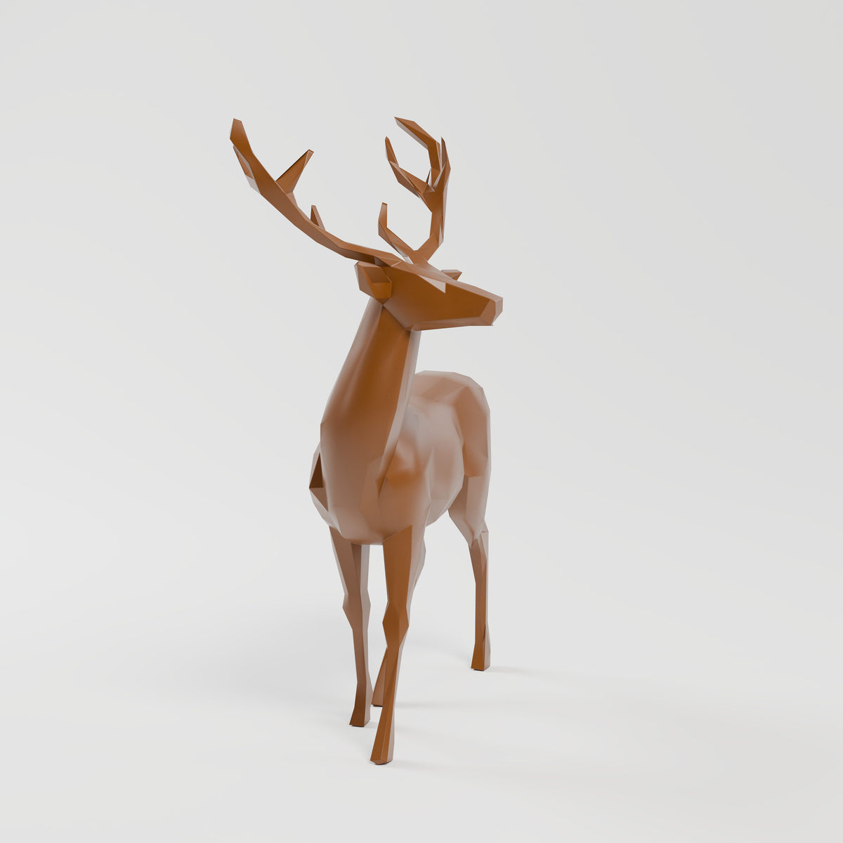 Rena Decorativa Low Poly em Pé, vista lateral