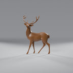 Rena Decorativa Low Poly em Pé, vista frontal