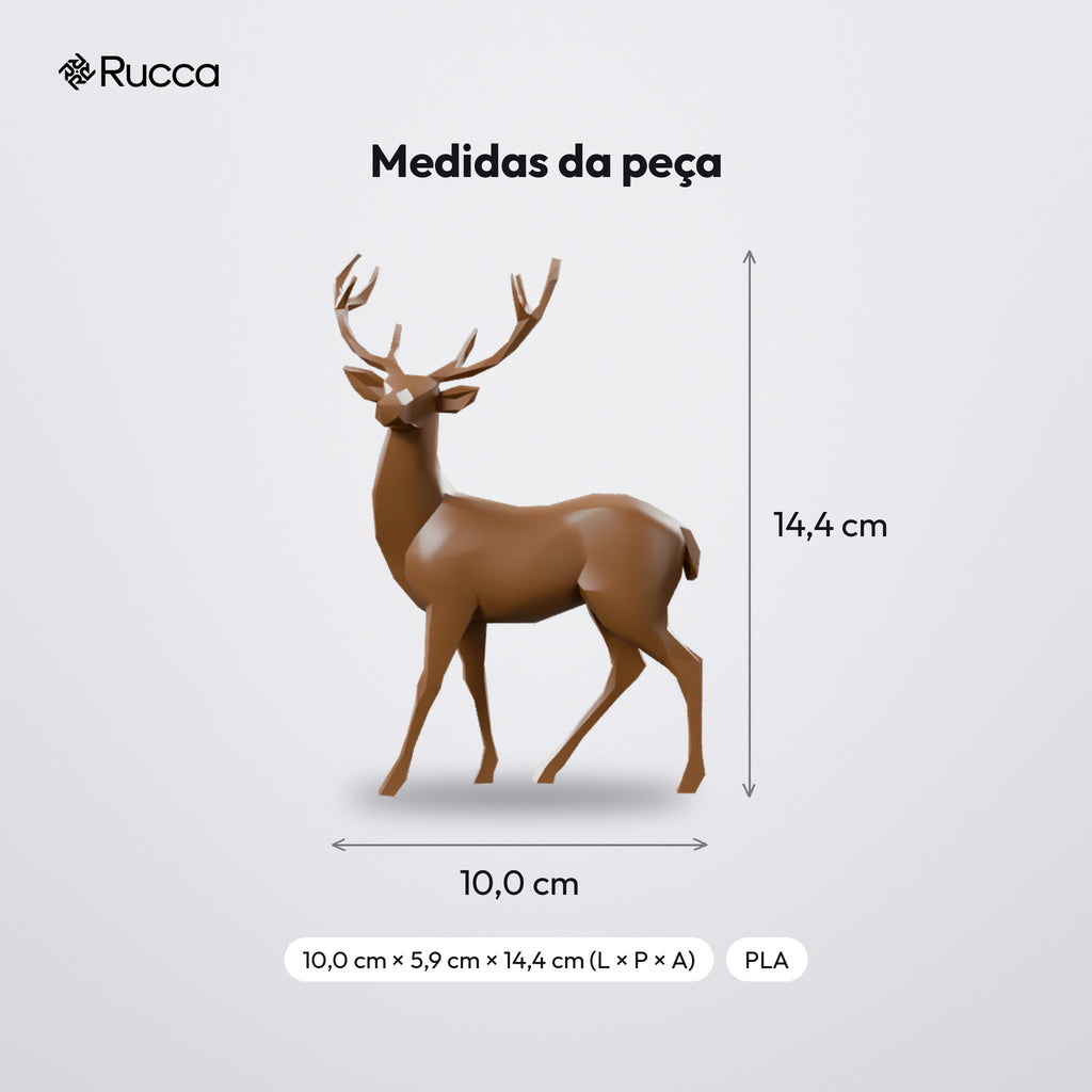 Rena Decorativa Low Poly em Pé: medidas