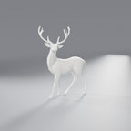 Rena Decorativa Low Poly em Pé, Branco